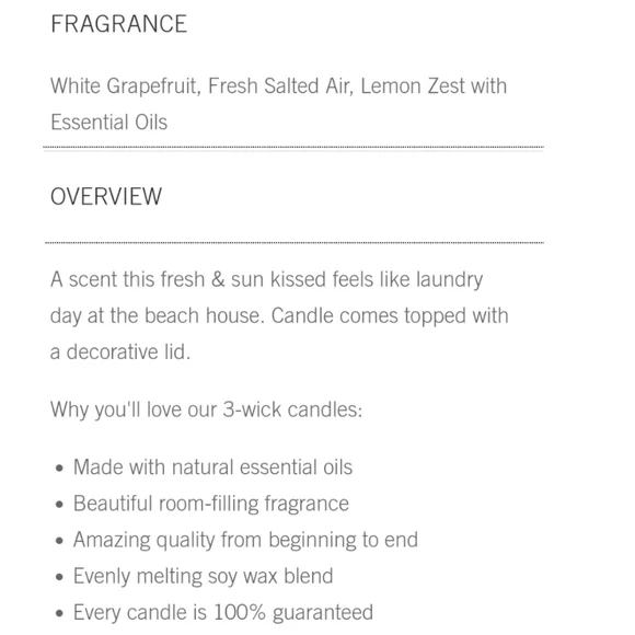 🔥FIRE SALE🔥🕯NWT‼️ Bath & Body Works "Sea Salt & Linen" 3-wick Candle - Picture 5 of 8